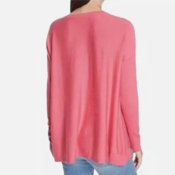 EILEEN FISHER Women’s Candy Pink Drop Shoulder Knit Tencel/Cotton Sweater Sz L - Picture 9 of 9